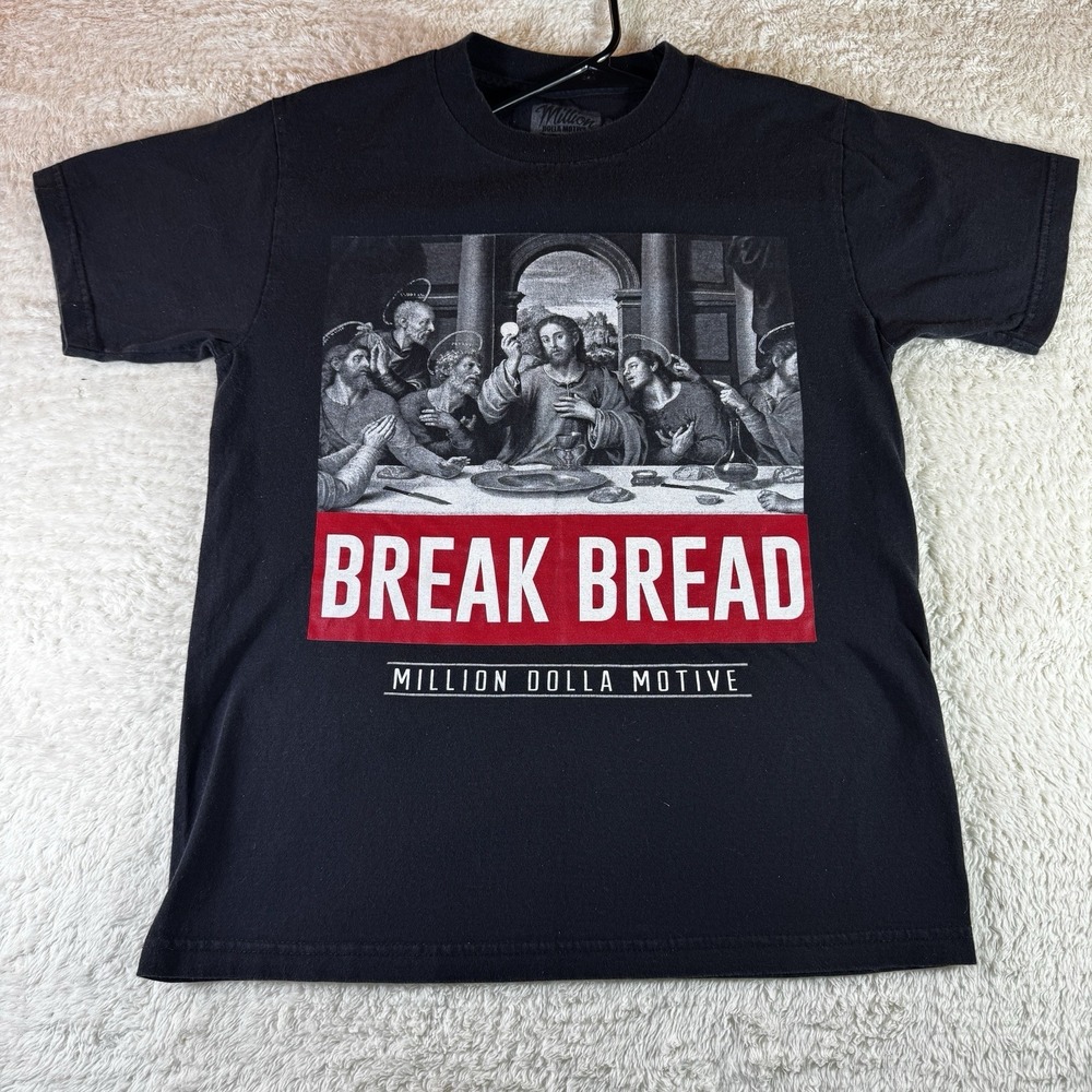 Million Dolla Motive Break Bread Last Supper Graphic Tee Black Mens M